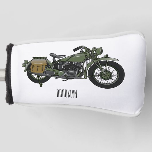 Motorrijwiel cartoon van militaire kruiser golfheadcover (Voorkant)