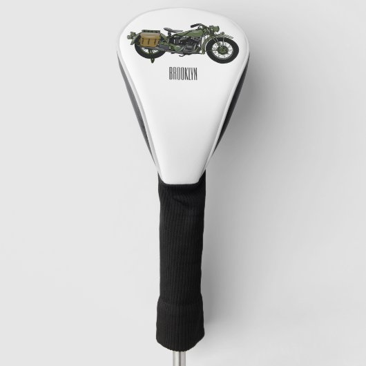 Motorrijwiel cartoon van militaire kruiser golfheadcover (Voorkant)