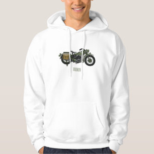 Motorrijwiel cartoon van militaire kruiser hoodie