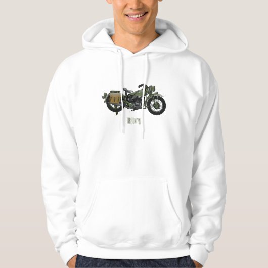 Motorrijwiel cartoon van militaire kruiser hoodie (Voorkant)