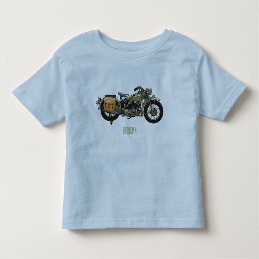 Motorrijwiel cartoon van militaire kruiser kinder shirts (Voorkant)