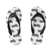 Motorrijwiel cartoon van militaire kruiser kinder teenslippers (Voetbed)