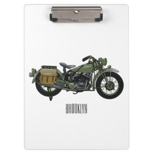 Motorrijwiel cartoon van militaire kruiser klembord