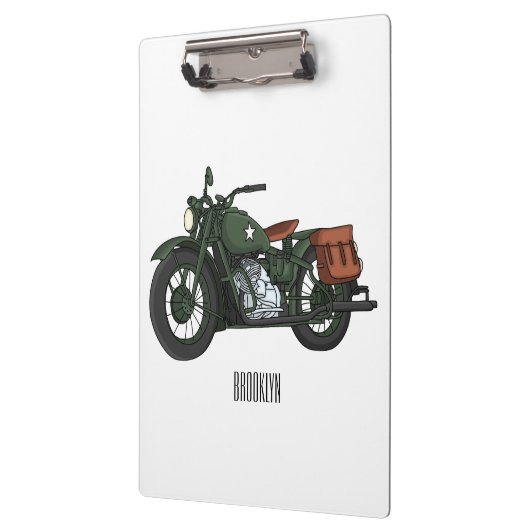 Motorrijwiel cartoon van militaire kruiser klembord (Links)