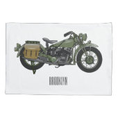 Motorrijwiel cartoon van militaire kruiser kussensloop (Achterkant)