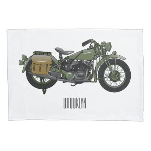 Motorrijwiel cartoon van militaire kruiser kussensloop