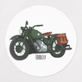 Motorrijwiel cartoon van militaire kruiser labels (Design 2)