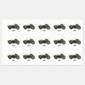Motorrijwiel cartoon van militaire kruiser labels (Vel)