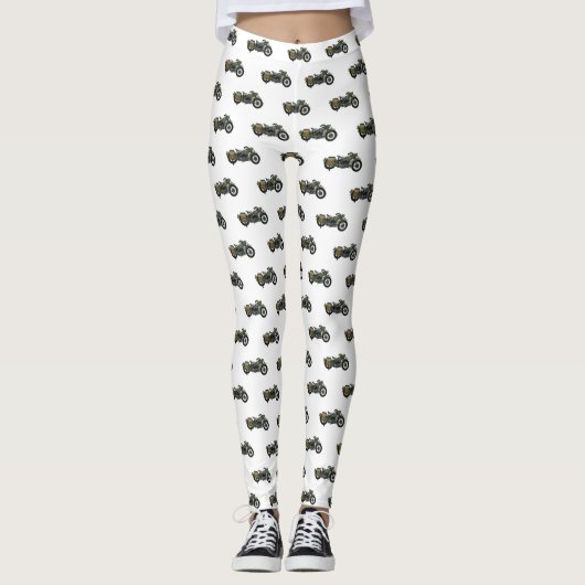 Motorrijwiel cartoon van militaire kruiser leggings (Voorkant)