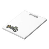 Motorrijwiel cartoon van militaire kruiser notitieblok (Linkerzijde)