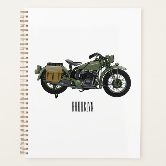 Motorrijwiel cartoon van militaire kruiser planner (Voorkant)