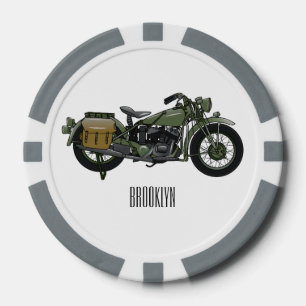 Motorrijwiel cartoon van militaire kruiser poker chips