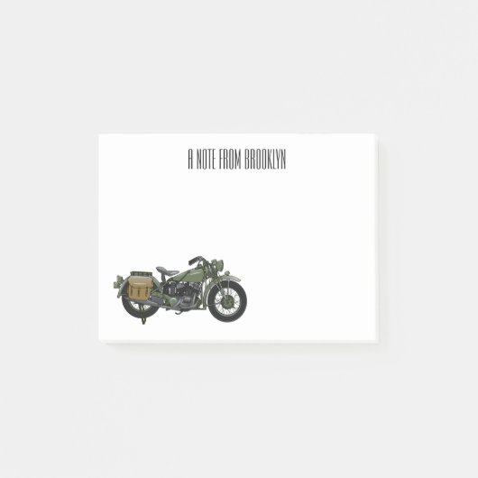 Motorrijwiel cartoon van militaire kruiser post-it® notes (Voorkant)