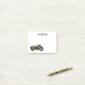 Motorrijwiel cartoon van militaire kruiser post-it® notes (Op bureau)