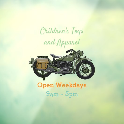 Motorrijwiel cartoon van militaire kruiser raamsticker (Vel 3)