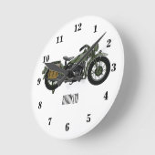 Motorrijwiel cartoon van militaire kruiser ronde klok (Hoek)