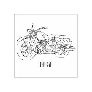 Motorrijwiel cartoon van militaire kruiser rubberstempel