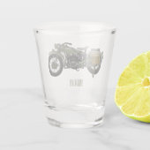 Motorrijwiel cartoon van militaire kruiser shot glas (Achterkant)