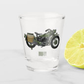 Motorrijwiel cartoon van militaire kruiser shot glas (Voorkant)
