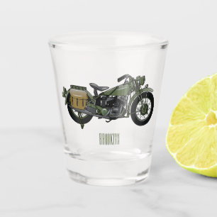 Motorrijwiel cartoon van militaire kruiser shot glas