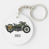 Motorrijwiel cartoon van militaire kruiser sleutelhanger (Achterkant)