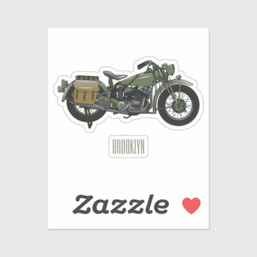 Motorrijwiel cartoon van militaire kruiser sticker (Vel)