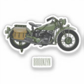 Motorrijwiel cartoon van militaire kruiser sticker (Voorkant)