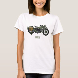 Motorrijwiel cartoon van militaire kruiser t-shirt