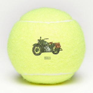 Motorrijwiel cartoon van militaire kruiser tennisballen