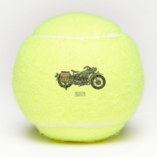Motorrijwiel cartoon van militaire kruiser tennisballen (Voorkant)