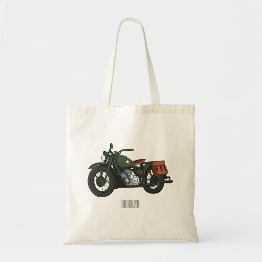 Motorrijwiel cartoon van militaire kruiser tote bag (Voorkant)