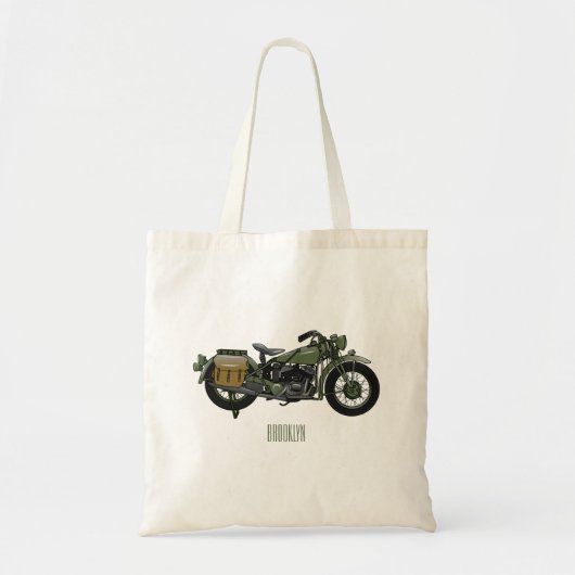 Motorrijwiel cartoon van militaire kruiser tote bag (Voorkant)