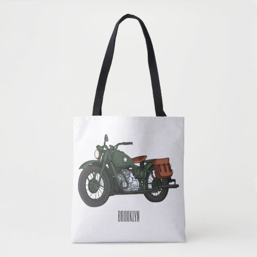 Motorrijwiel cartoon van militaire kruiser tote bag (Voorkant)