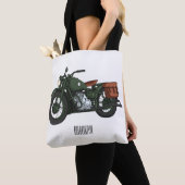 Motorrijwiel cartoon van militaire kruiser tote bag (Dichtbij)