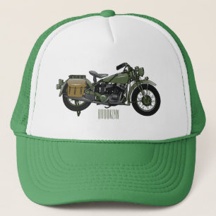 Motorrijwiel cartoon van militaire kruiser trucker pet