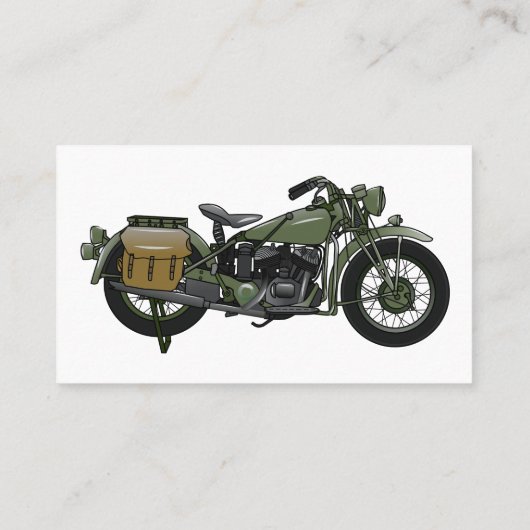 Motorrijwiel cartoon van militaire kruiser visitekaartje (Achterkant)