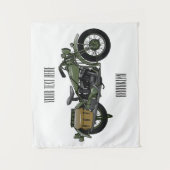 Motorrijwiel cartoon van militaire kruiser wandkleed (Voorkant)