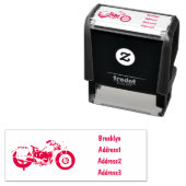 Motorrijwiel cartoon van militaire kruiser  zelfinktende stempel (In situ)