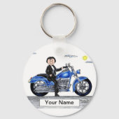 Motorrijwiel - Cartoon Vrouw Sleutelhanger (Voorkant)
