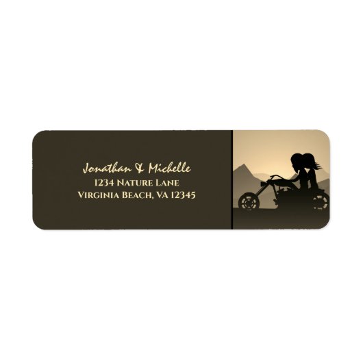 Motorrijwiel Couple Mountain Address Label (Voorkant)