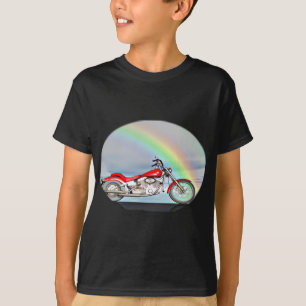 Motorrijwiel en regenboog t-shirt