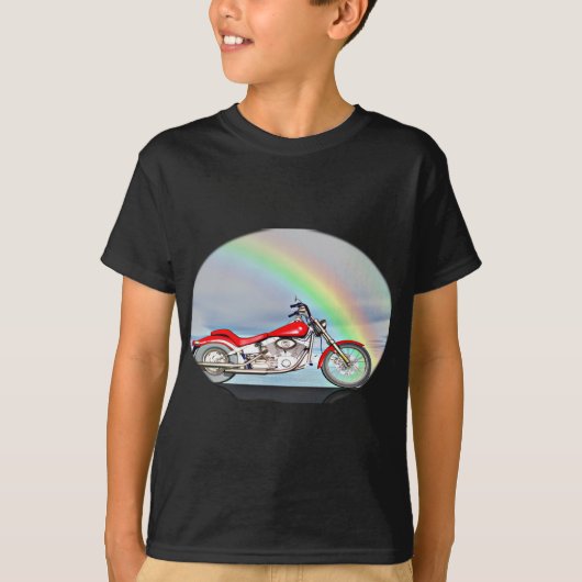 Motorrijwiel en regenboog t-shirt (Voorkant)