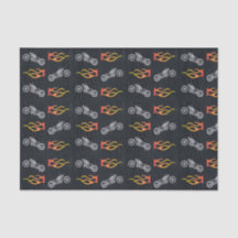 Motorrijwiel en vlammen van kunstzwart leder