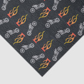 Motorrijwiel en vlammen van kunstzwart leder tissuepapier (Detail)