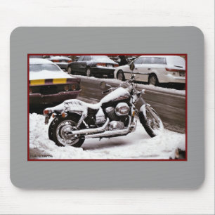 "Motorrijwiel in de winter" Mousepad Muismat