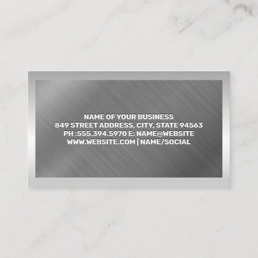 Motorrijwiel Logo | Metaalgrens Visitekaartje (Achterkant)