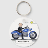 Motorrijwiel - Mannelijke Cartoon Sleutelhanger (Voorkant)