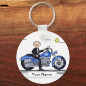 Motorrijwiel - Mannelijke Cartoon Sleutelhanger (Voorkant)