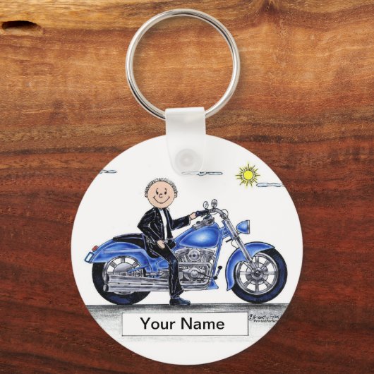 Motorrijwiel - Mannelijke Cartoon Sleutelhanger (Voorkant)