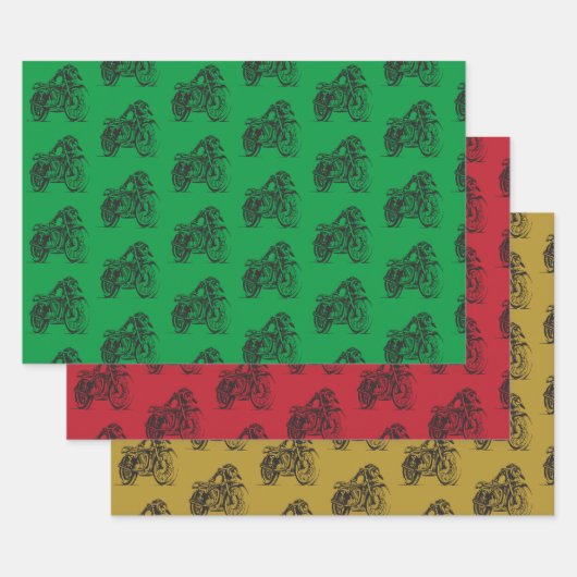  motorrijwiel met kleurenachtergrond inpakpapier vel (Set)